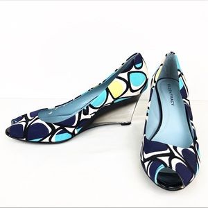 Ellen Tracy Wedge Peep Toe Heels